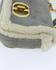 CHRISTIAN DOR Canage Chain Shoulder Bag Suede Gray Auth A