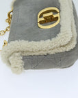 CHRISTIAN DOR Canage Chain Shoulder Bag Suede Gray Auth A