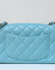 CHNL 19C Tiffany Lambskin Quilted Mini Rectangular Flap Neon Blue