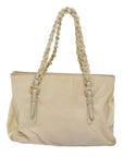 PRD Chain Shoulder Bag Nylon Beige Auth