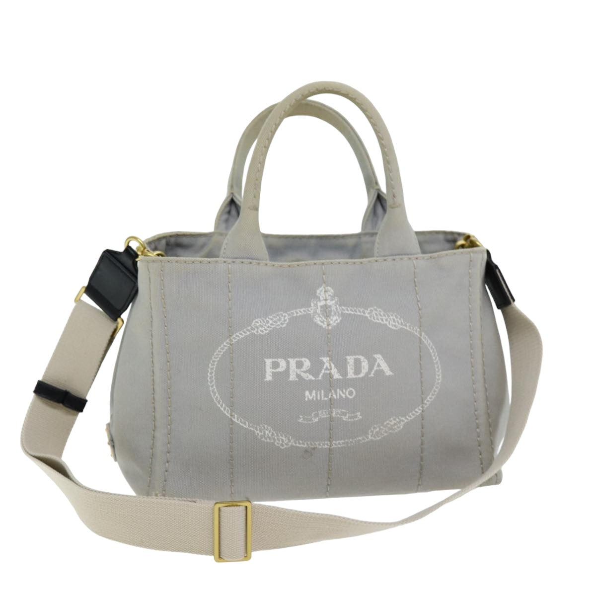 PRD Canapa PM Hand Bag Canvas way Gray Auth