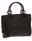 PRD Hand Bag Nylon Brown Auth