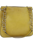 PRD Chain Shoulder Bag Leather Yellow Auth