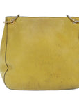 PRD Chain Shoulder Bag Leather Yellow Auth