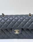 CHNL Caviar Quilted Small Double Flap Dark Grey