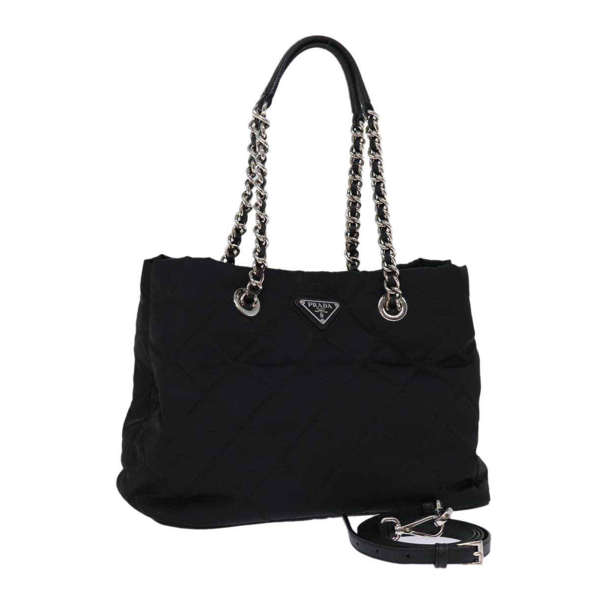 PRD Chain Shoulder Bag Nylon way Black Auth