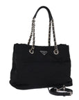 PRD Chain Shoulder Bag Nylon way Black Auth