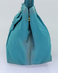 PRD Hand Bag Nylon Turquoise Blue Auth