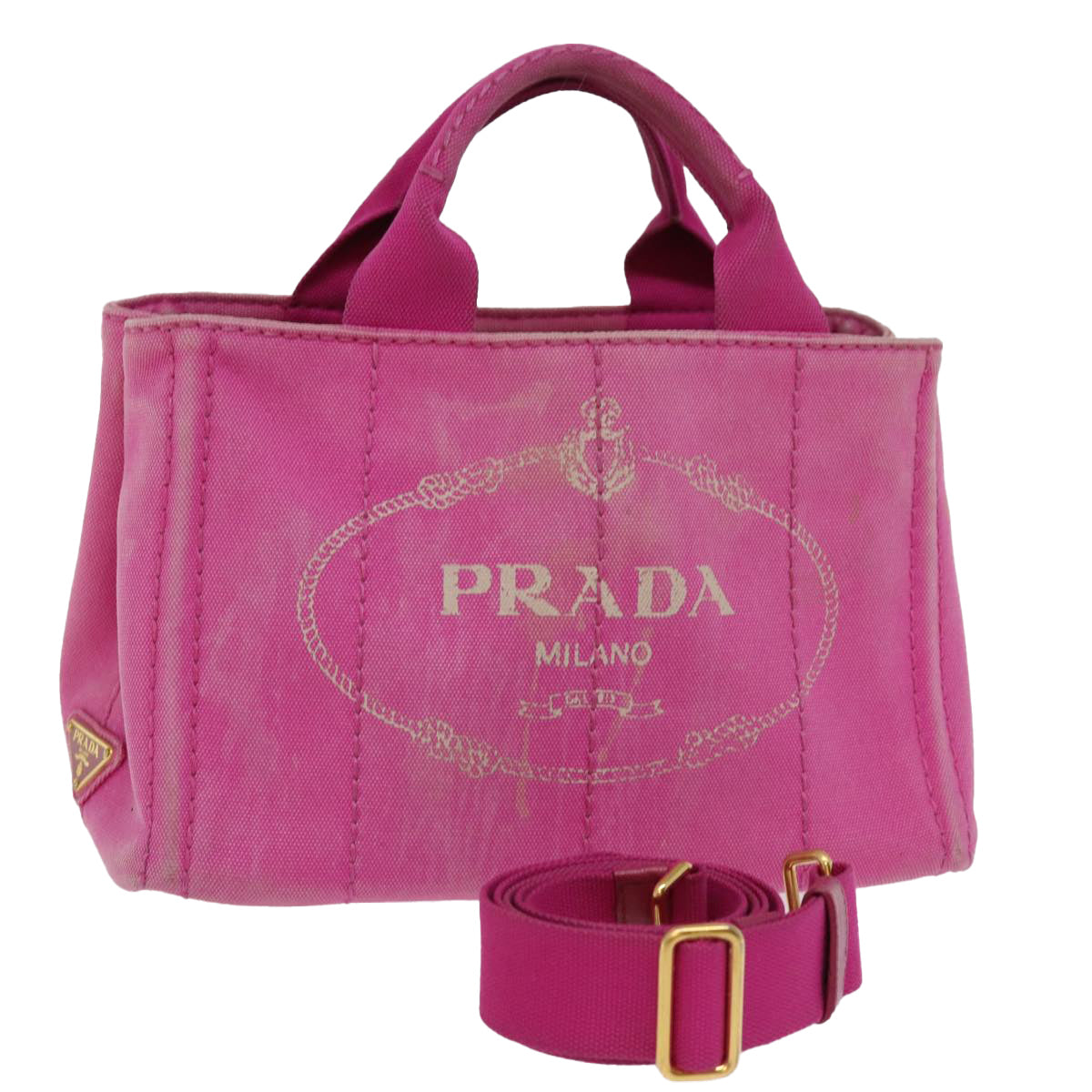 PRD Canapa PM Hand Bag Canvas way Pink Auth