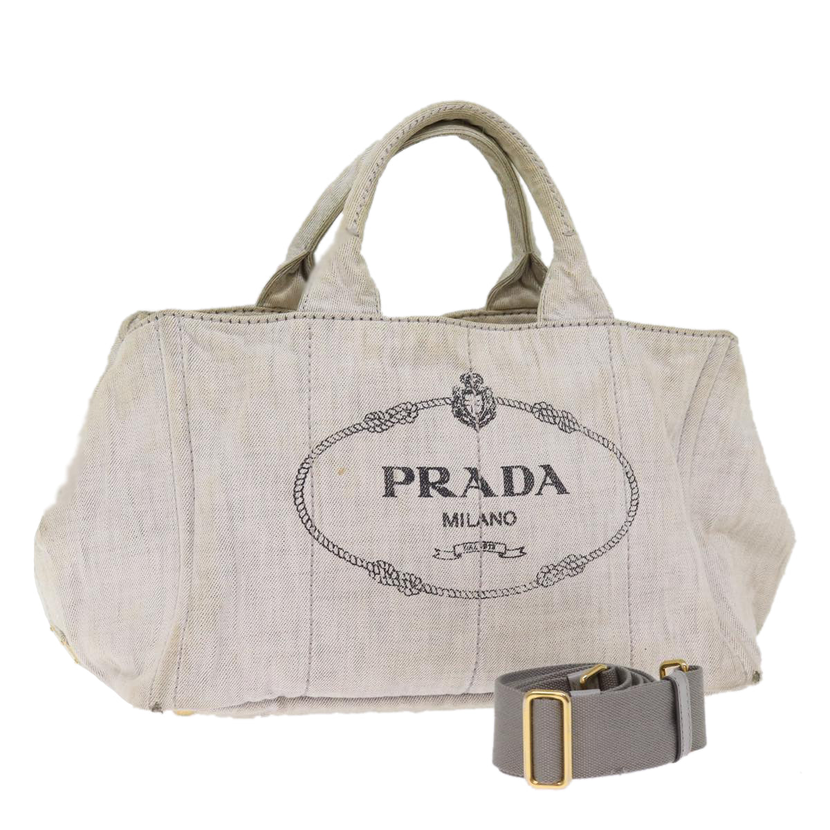 PRD Canapa MM Hand Bag Canvas way Gray Auth