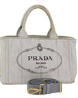 PRD Canapa PM Hand Bag Canvas way White Auth