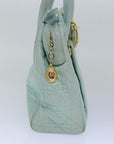 CHRISTIAN DOR Canage Hand Bag Leather way Green Auth