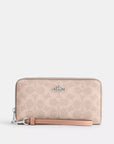 Long Zip Around Wallet In Signature Canvas (Silver/Sand/Taupe)