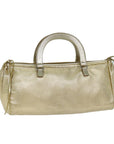 PRD Hand Bag Leather Gold Auth