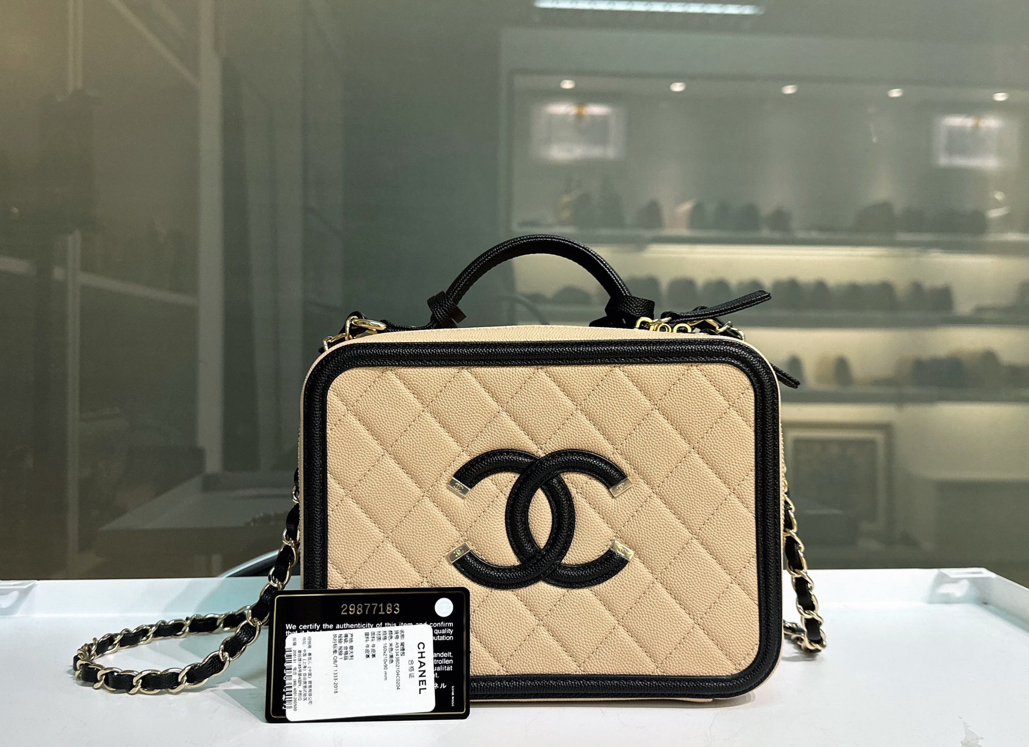 CHNL Medium Vanity Case Beige Black