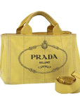 PRD Canapa PM Hand Bag Canvas way Yellow Auth
