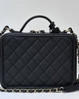 CHNL Filigree Vanity Case Quilted Caviar Medium Black