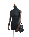 Christian DOR Cannage Logo Charm Turn Lock Shoulder bag Black Vintage swmte
