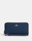 Long Zip Around Wallet In Signature Jacquard (Silver/Black)