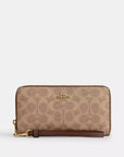 Long Zip Around Wallet In Signature Canvas (Gold/Tan/Brown)