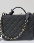 CHNL Medium Filigree Vanity Case Quilted Caviar Black GHW