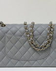 CHNL Medium Caviar Quilted Double Flap Bag Grey LGHW