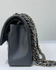 CHNL Caviar Quilted Small Double Flap Dark Grey