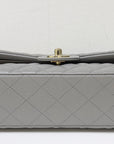 CHNL Small Caviar Quilted Double Flap Grey LGHW