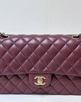 CHNL Lambskin Quilted Medium Double Flap Burgundy