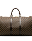 Brown LV Damier Ebene Keepall 50 Travel Bag