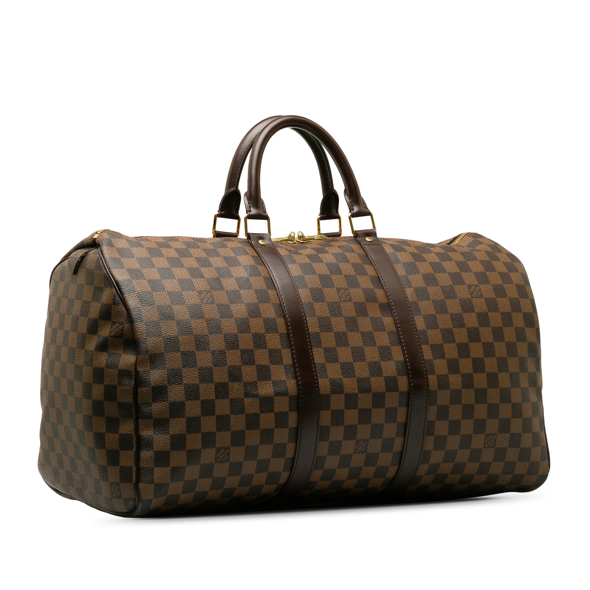Brown LV Damier Ebene Keepall 50 Travel Bag
