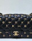 CHNL Mini Lambskin Quilted Egyptian Amulet Rectangular Flap Black GHW