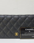 CHNL Caviar Long Zip Wallet Black GHW