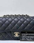 CHNL Mini Rectangular Classic Flap Black Bag GHW 17B