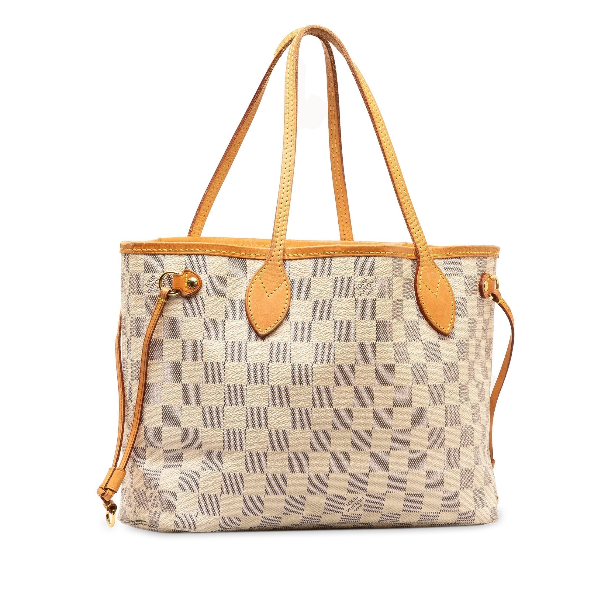 Beige LV Damier Azur Neverfull PM Tote Bag