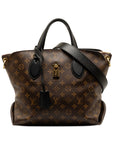 Brown LV Monogram Flower Zipped Tote PM Satchel