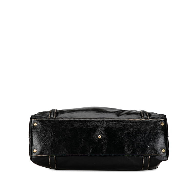 GCCI Bride Double G Sy Line Tote Bag Black G Patent Leather GCCI
