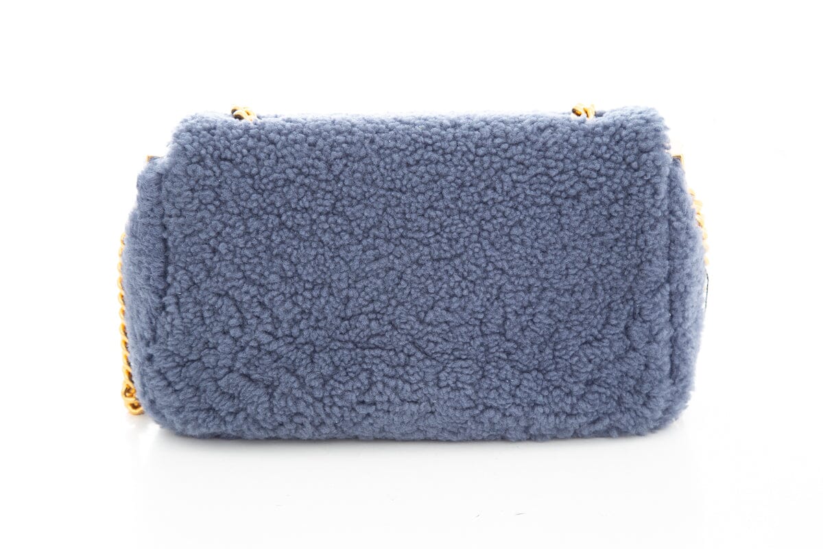 FNDI Blue Shearling Midi Cross-Body