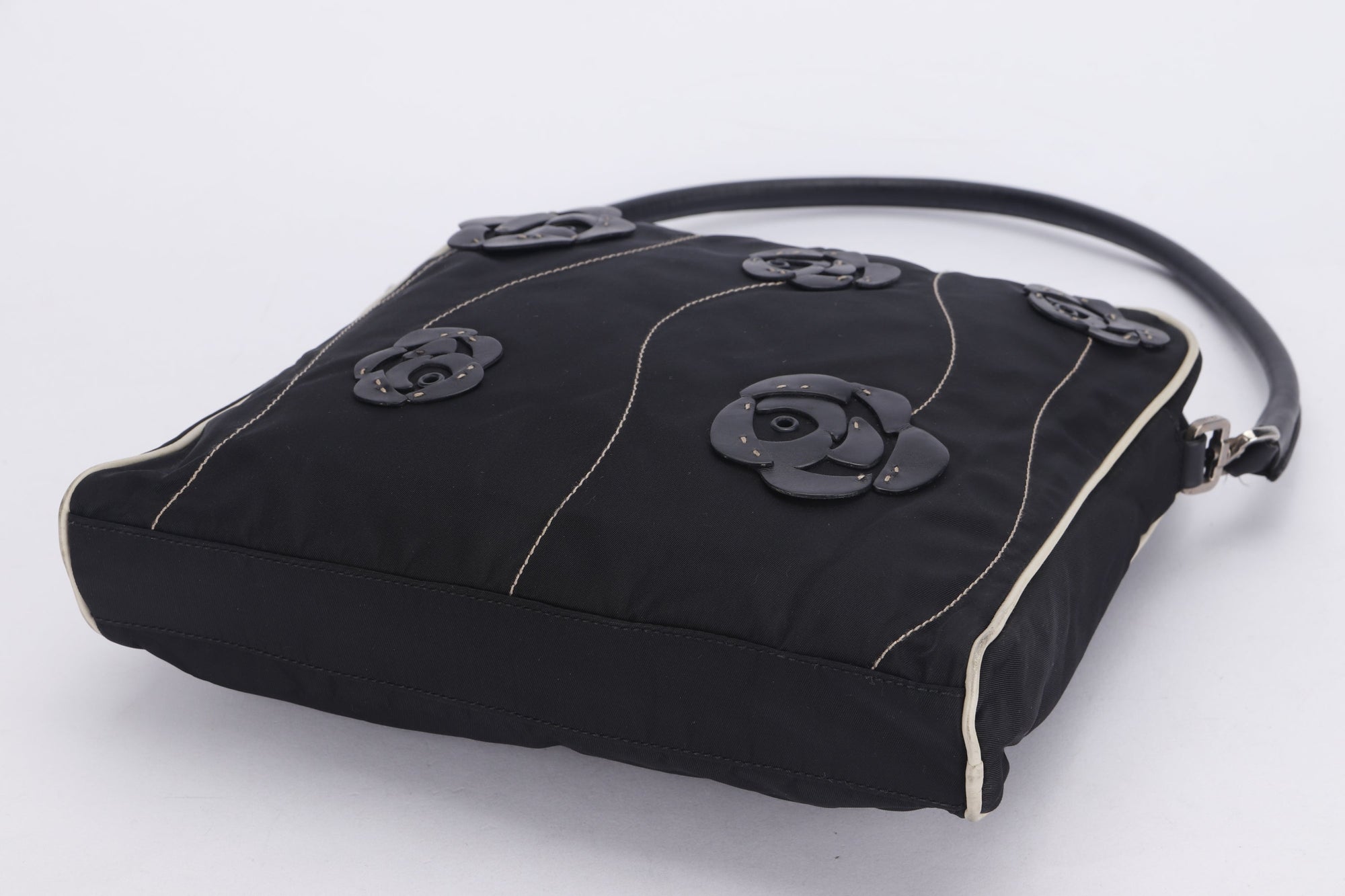 PRD BR TESSUTO FLORAL HANDBAG NERO BLACK FABRIC, WITH CARD &amp; DUST COVER