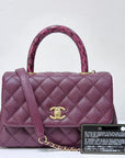 CHNL Small Coco Handle Elaphe Leather Handle Burgundy