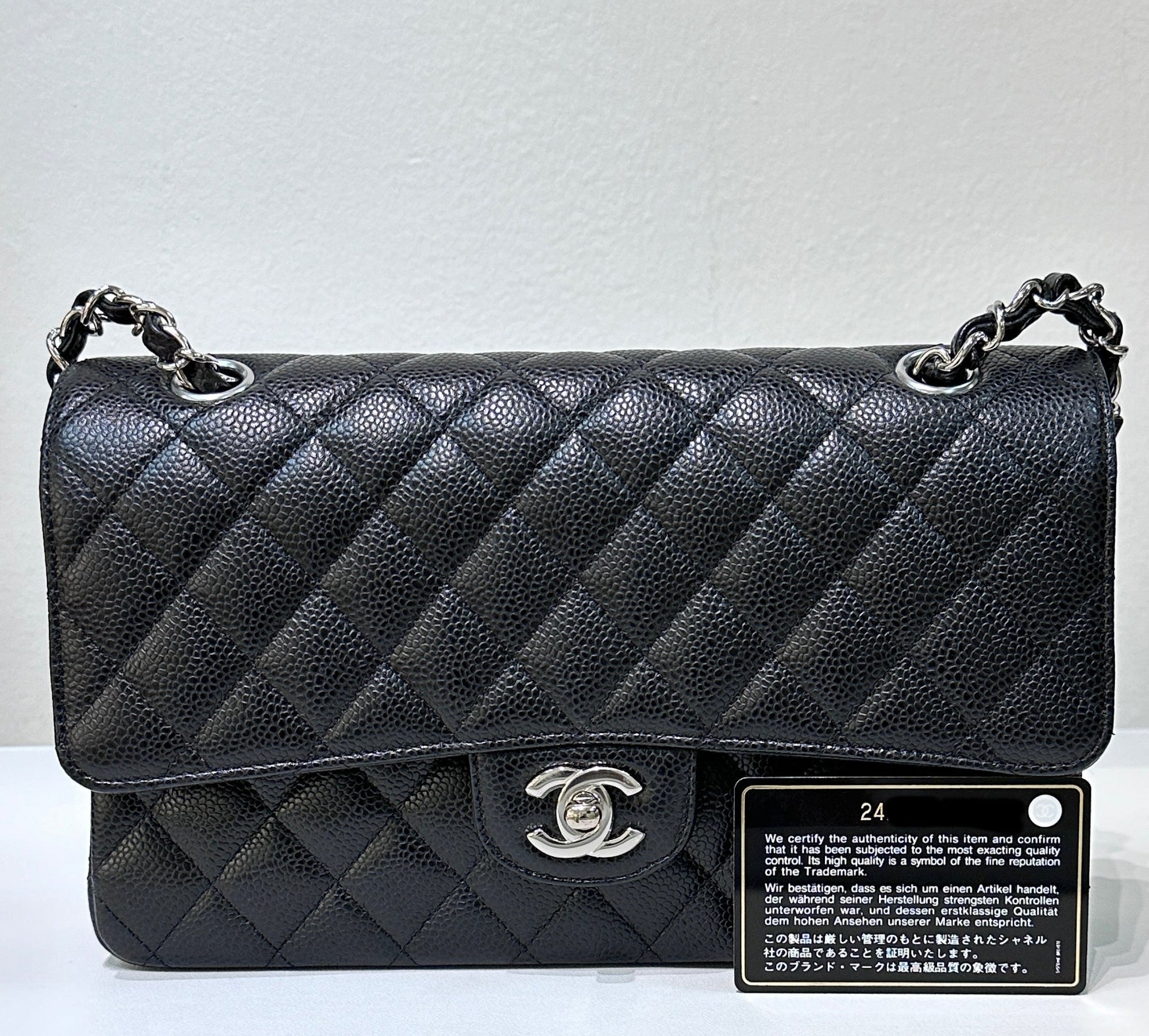 CHNL Medium Classic Flap Bag Caviar Black SHW