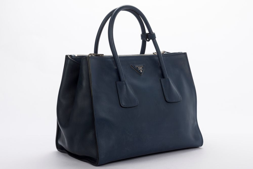 PRD BN Blue Smooth Calf Leather Way Use Bag, with Card, Strap &amp; Dust Cover