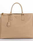PRD BN Saffiano Lux Hand Bag, Sabbia Light Cafe Color, with Dust Cover