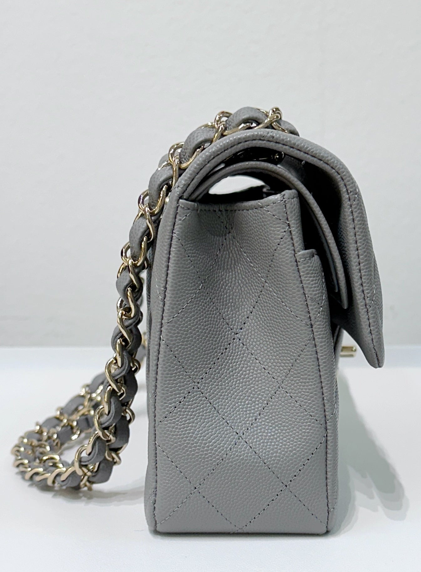 CHNL Small Caviar Quilted Double Flap Grey 21B Unused Condition