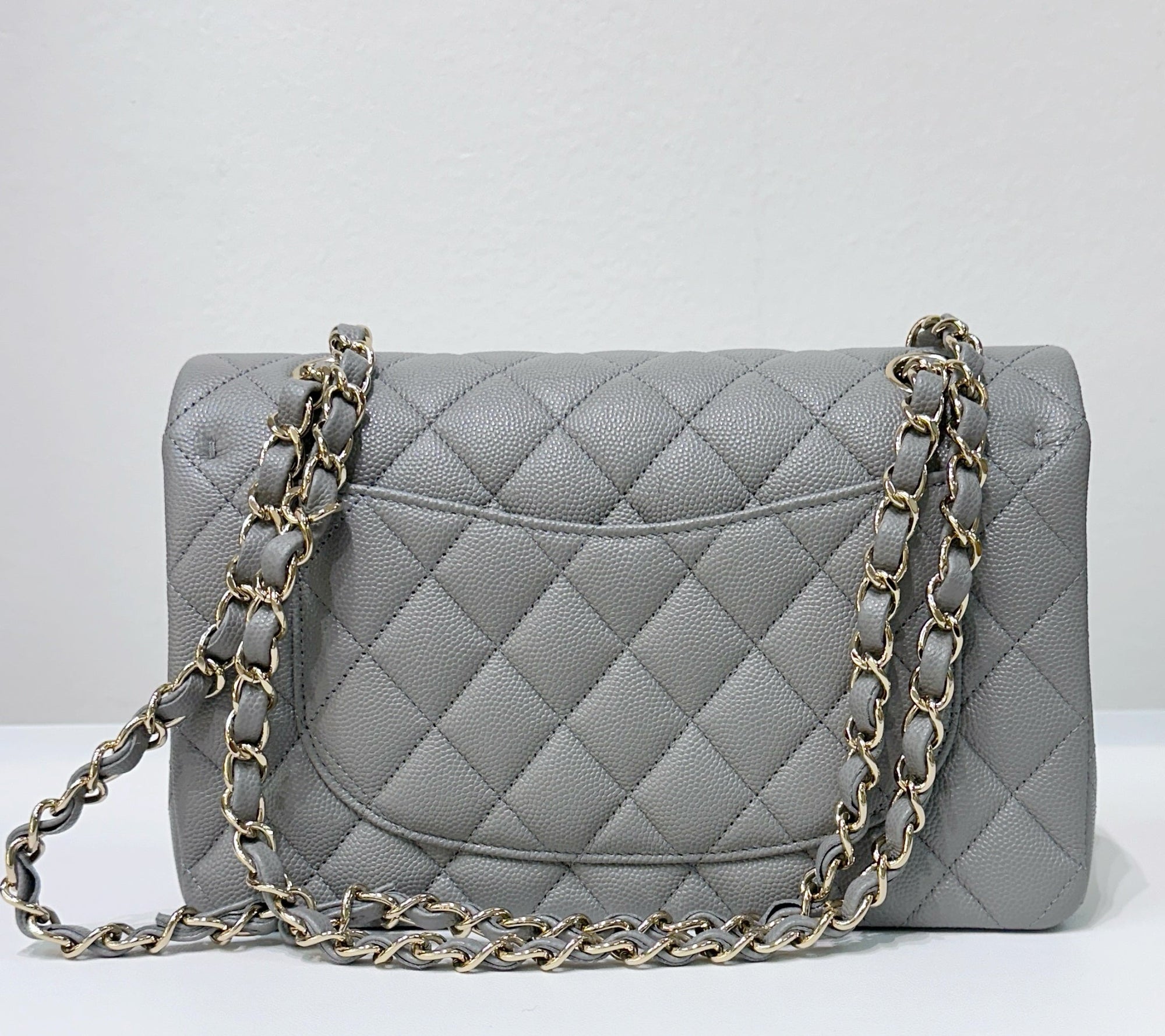 CHNL Small Caviar Quilted Double Flap Grey 21B Unused Condition