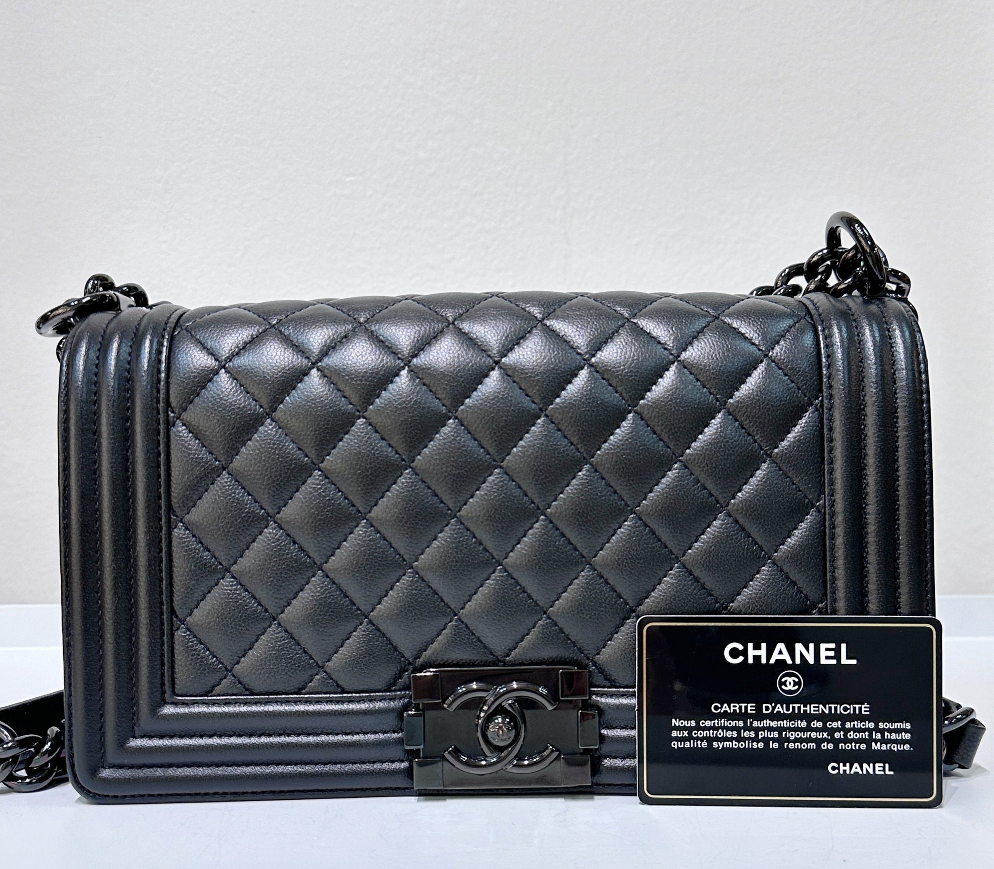CHNL Medium LeBoy So Black Caviar Leather Bag