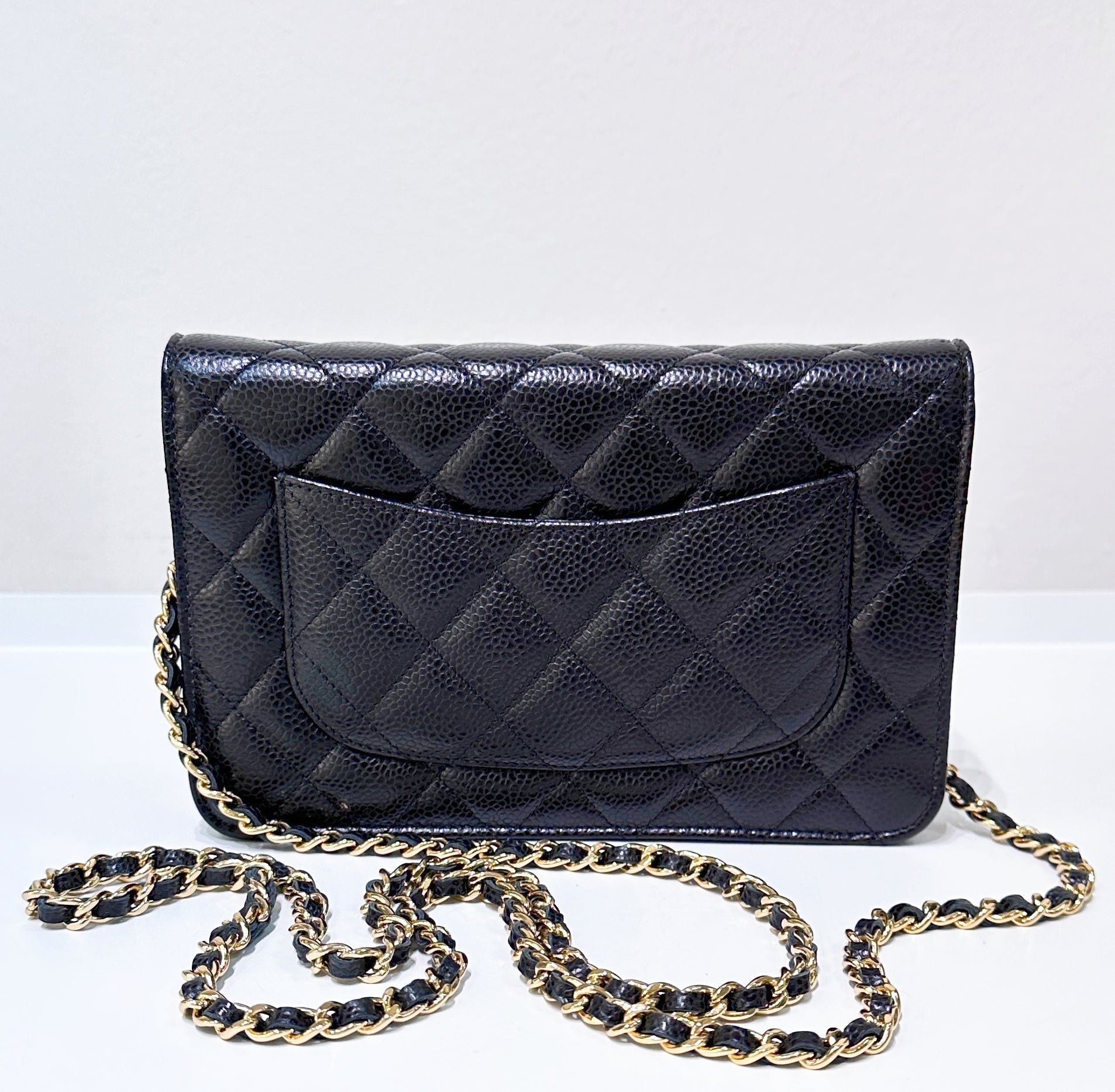 CHNL Classic Wallet on Chain Caviar Black GHW 29 Holo
