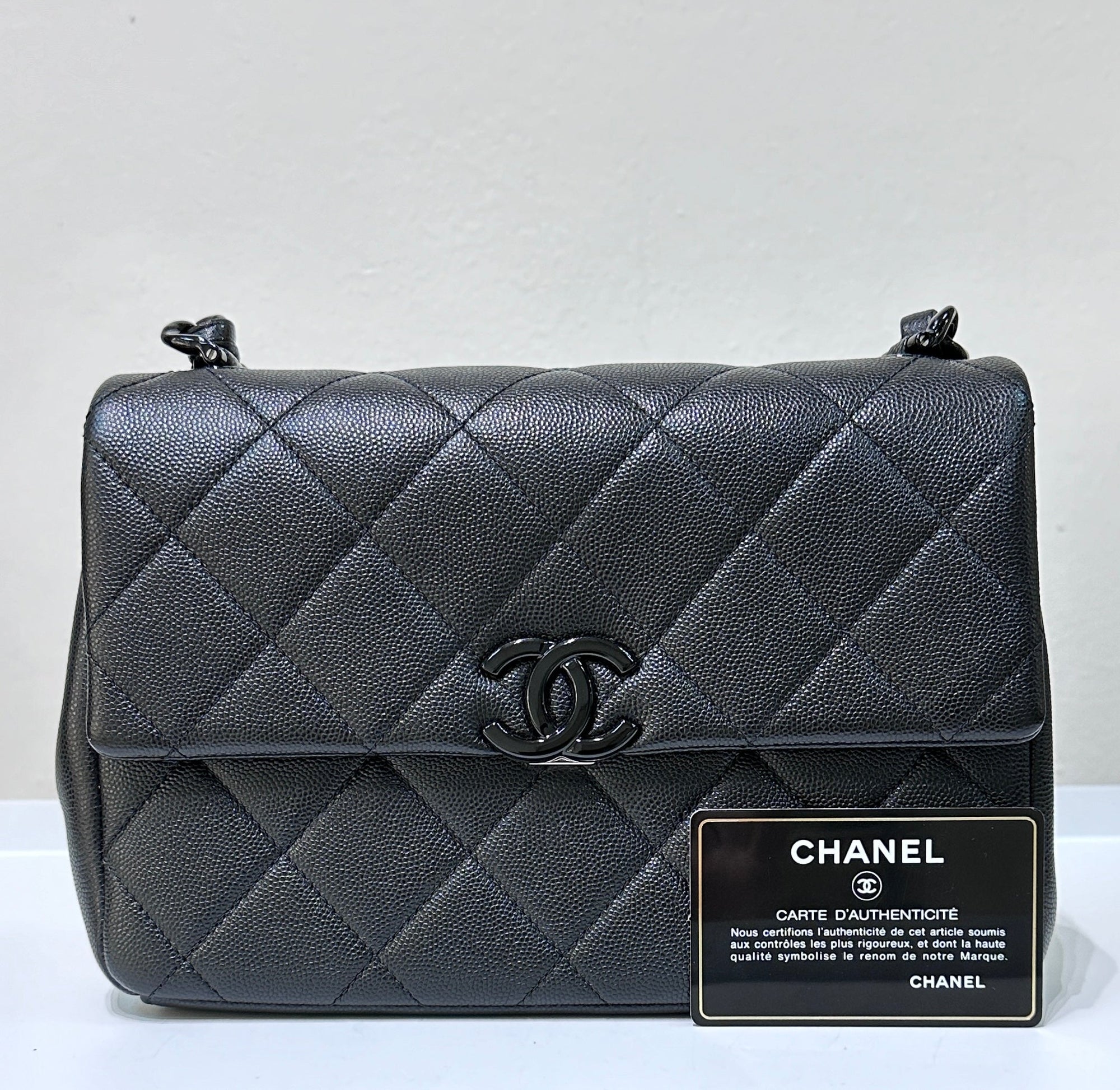 CHNL Caviar Quilted My Everything Small Flap So Black