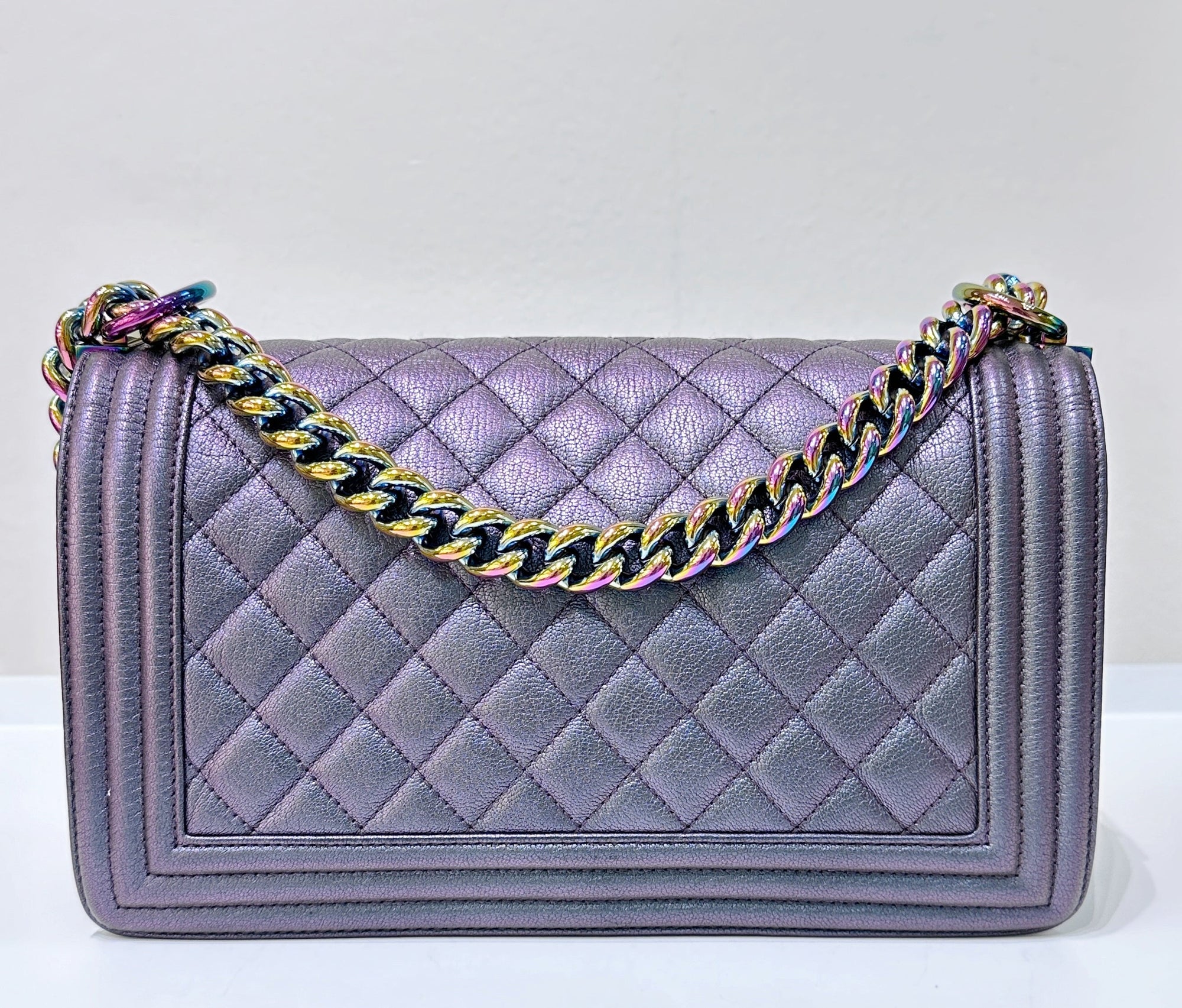 CHNL Boy Bag Old Medium Calfskin Purple
