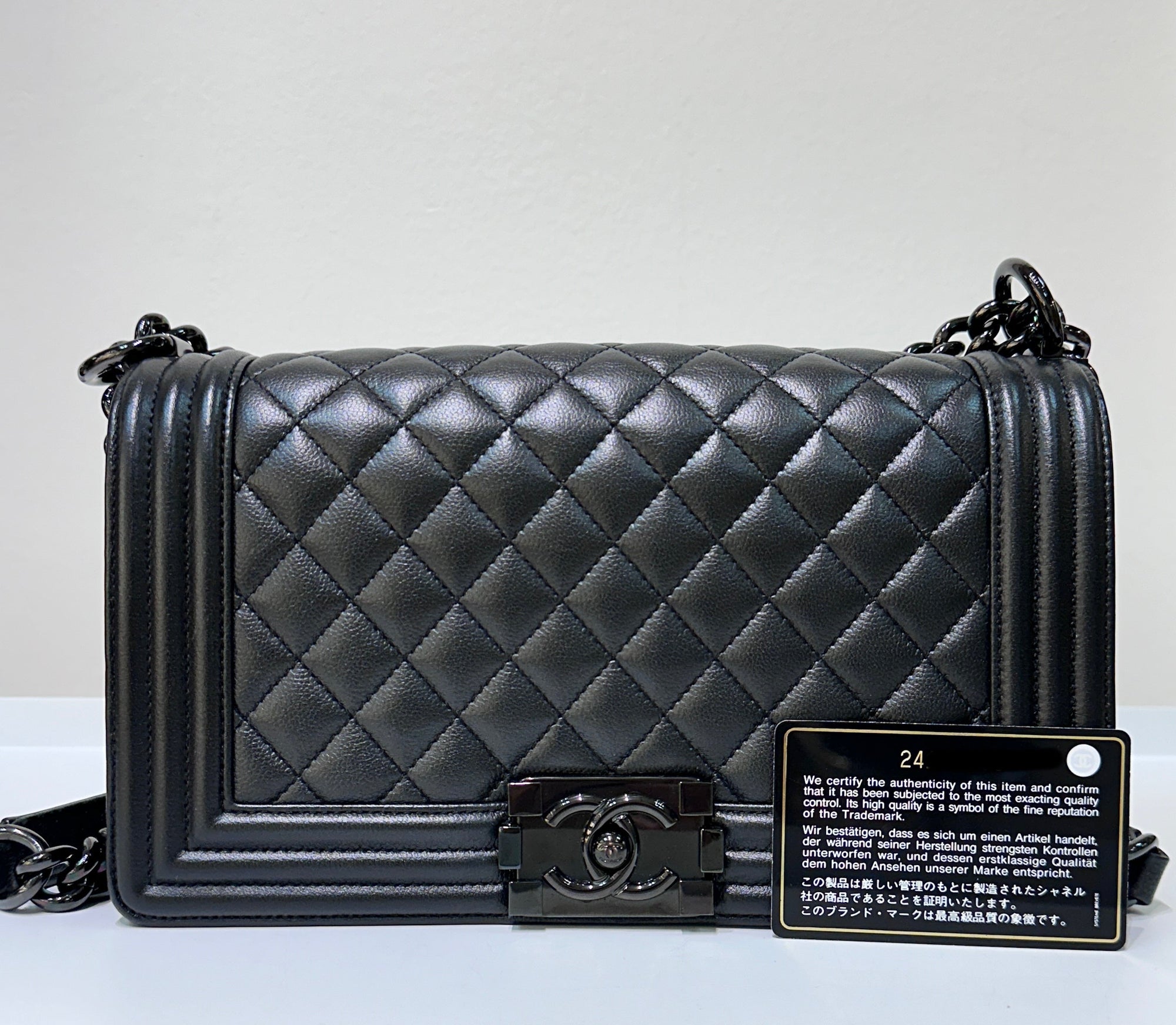 CHNL Medium LeBoy So Black Caviar Leather Bag